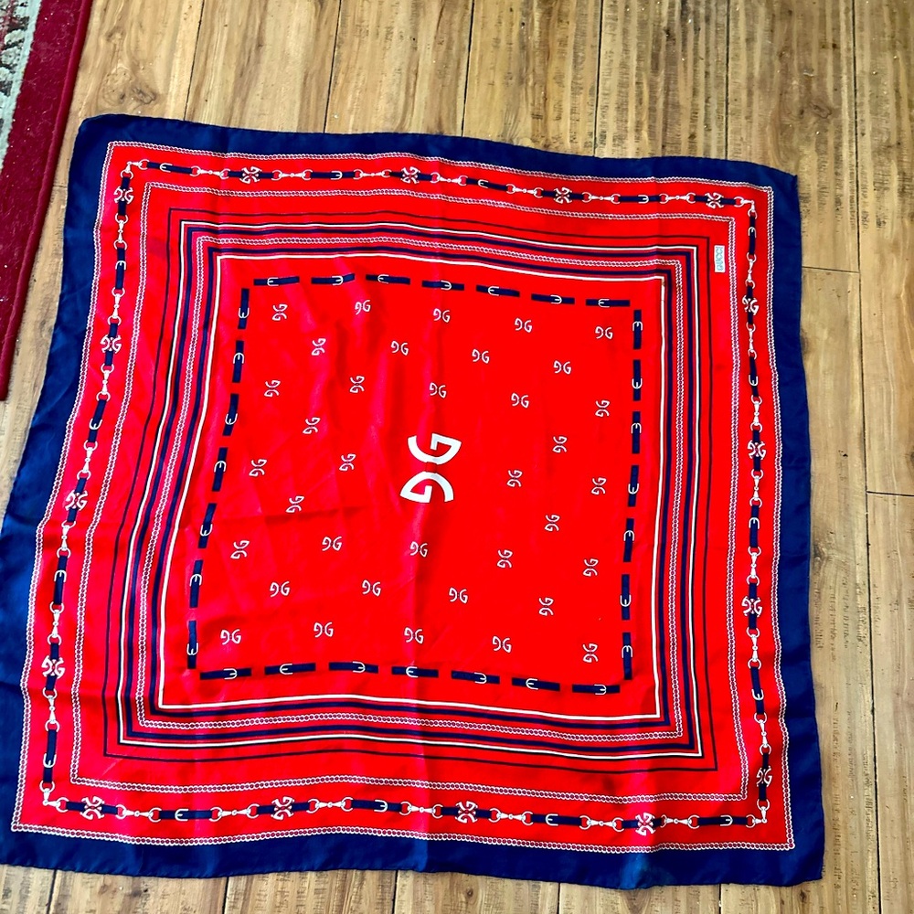 Red and Blue Patterned Scarf DG